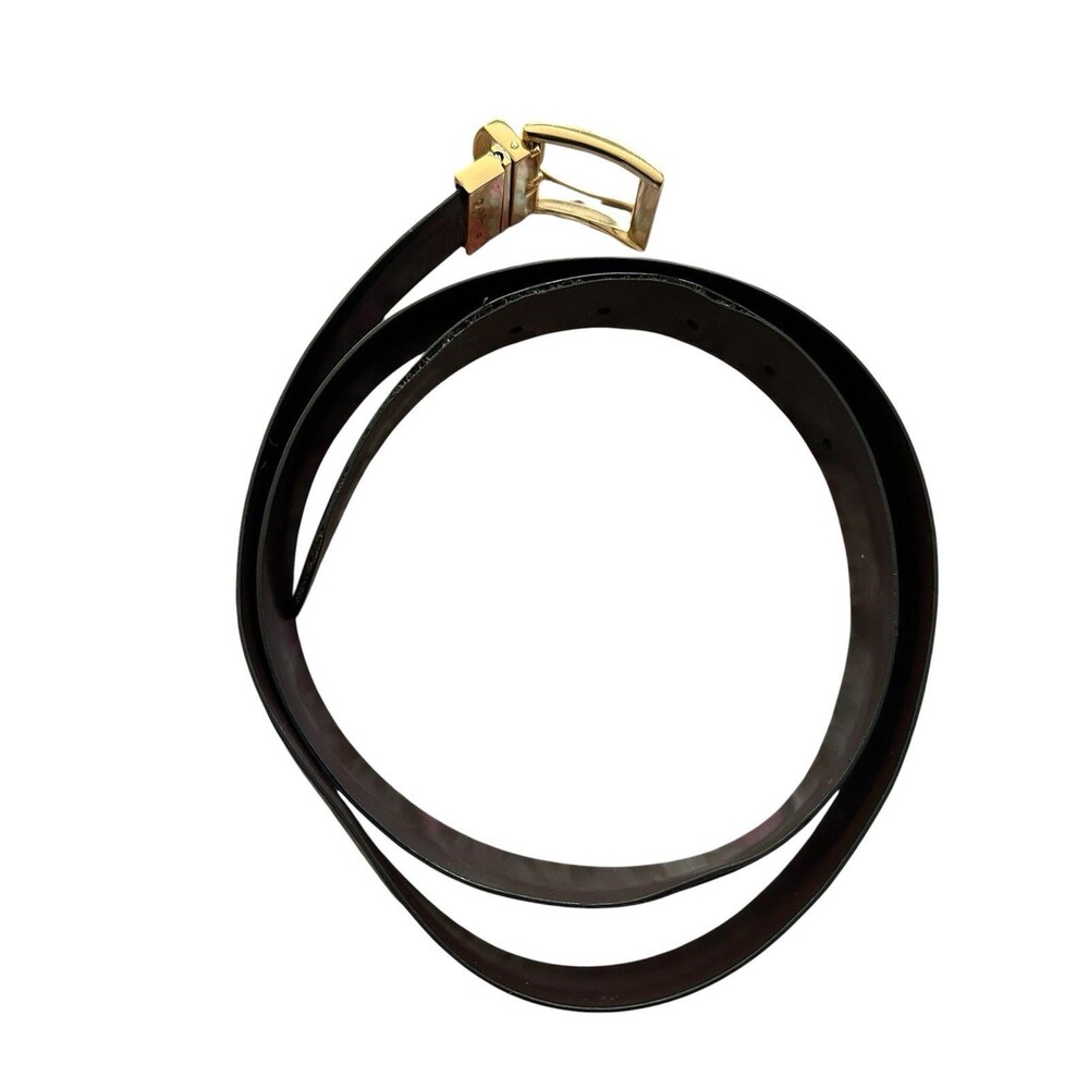 Perry Ellis Reversible Leather Belt Men Size38 Black Brown Gold Buckle CP05016 - Picture 4 of 7